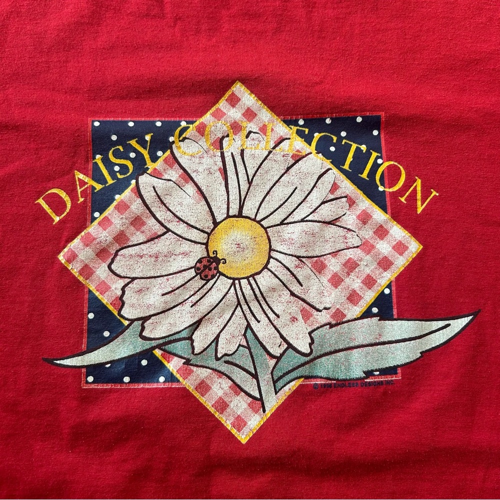 Vintage 1996 Jerzees Red Daisy collection Graphic Tee. Size ~ XL